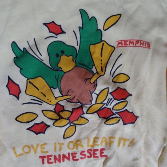 Vintage Mallard Duck Love It Or Leaf It Memphis Tennessee Autumn Crewneck - Picture 3 of 7